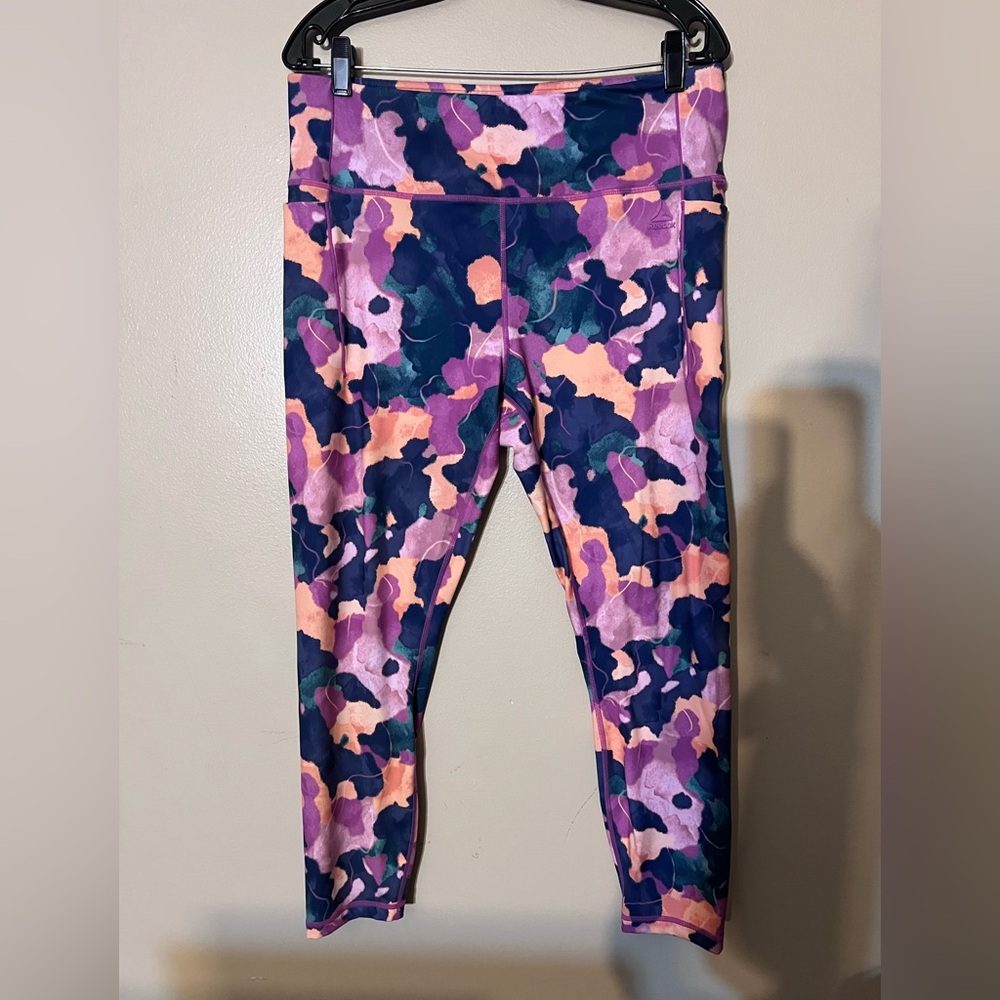 Reebok Girls' Purple Pink Navy Camo Leggings
